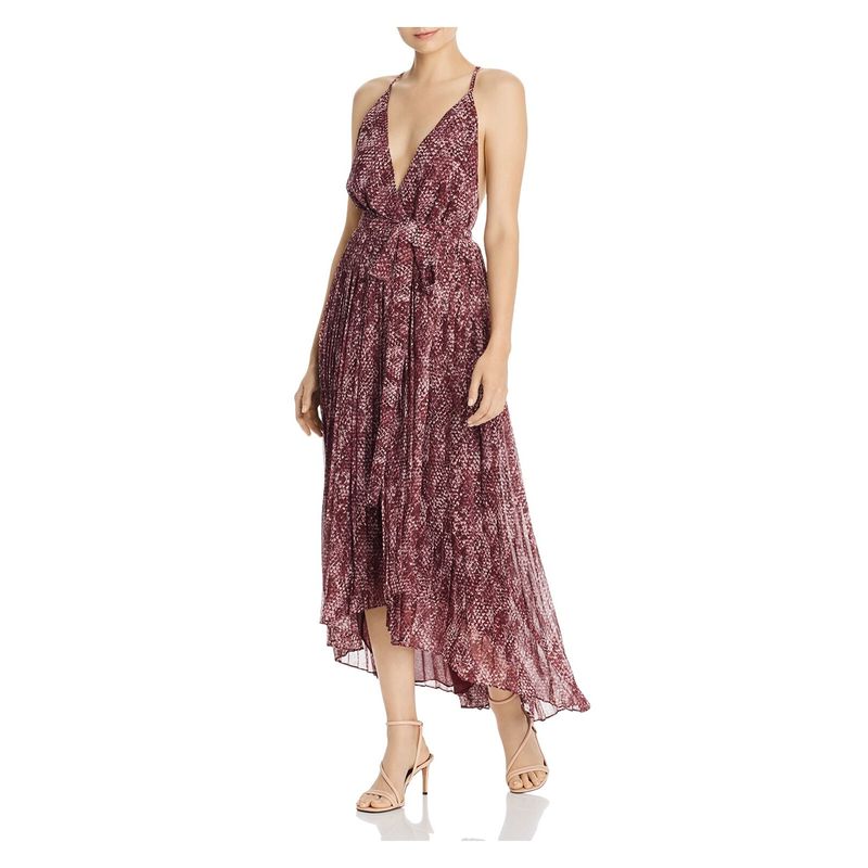 Fame And Partners Womens Maroon Spaghetti Strap Hi-Lo Evening Dress 8